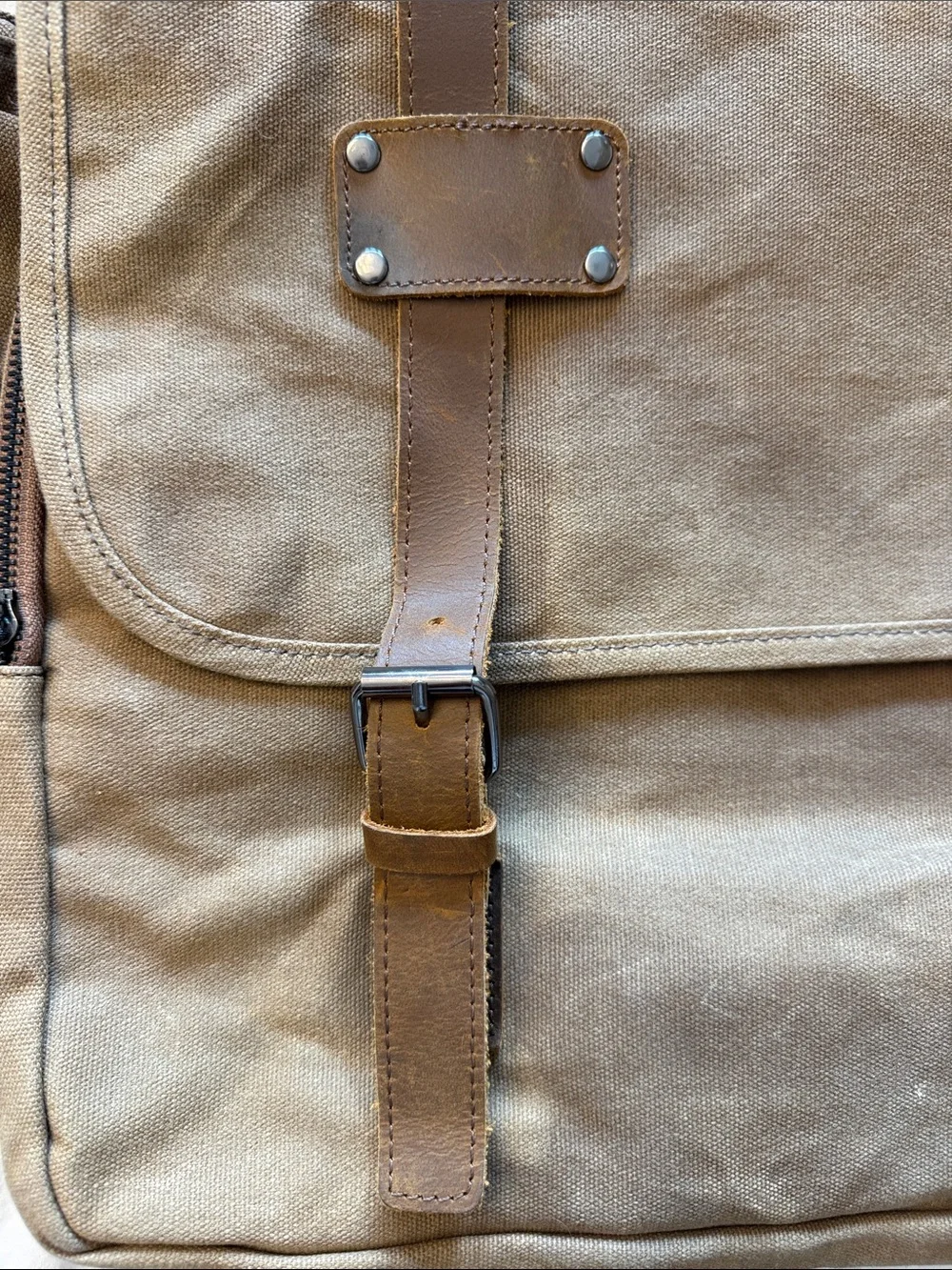 Classic Tan/Brown Canvas Messenger Bag for Men NWOT